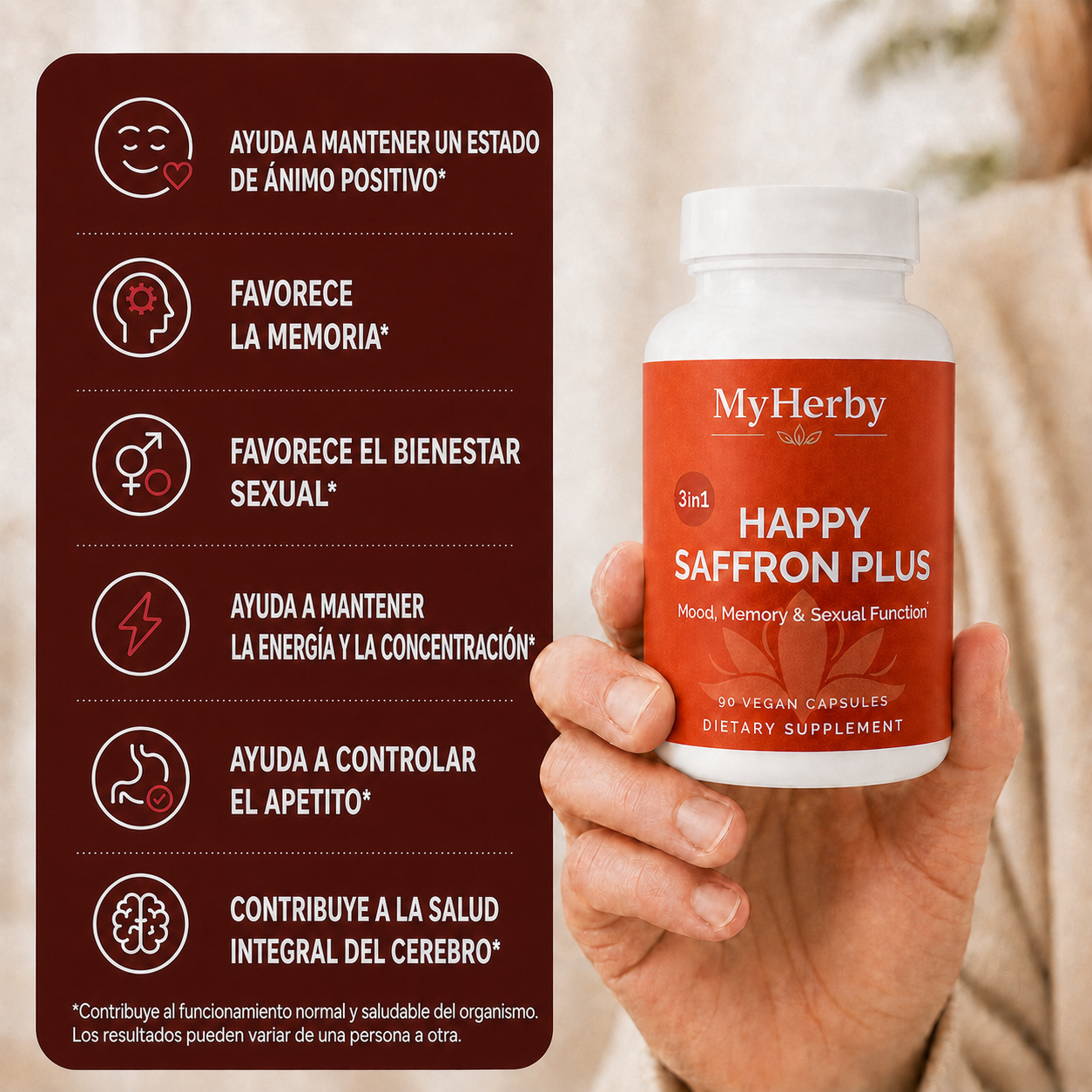 MyHerby Saffron – Fórmula 3 en 1 clínicamente estudiada