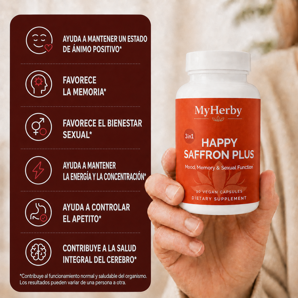 MyHerby Saffron – Fórmula 3 en 1 clínicamente estudiada