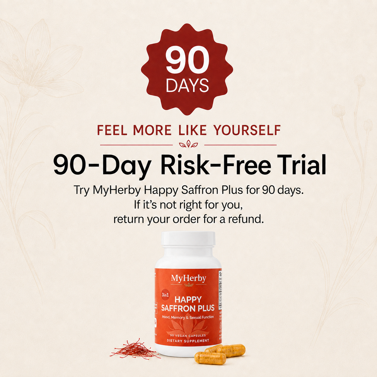 MyHerby Happy Saffron Plus – Clinically Studied 3-in-1 Formula