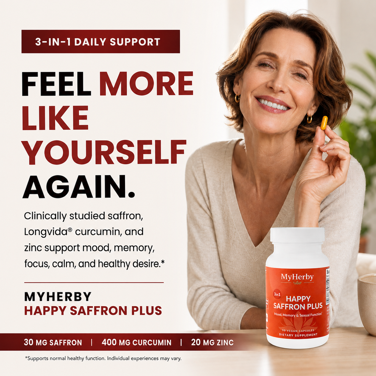 MyHerby Happy Saffron Plus – Clinically Studied 3-in-1 Formula